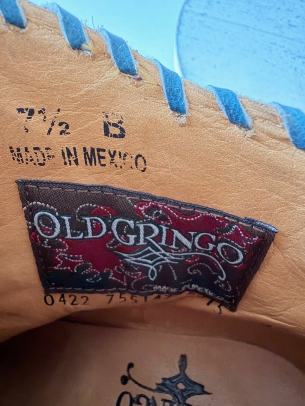 Old Gringo EAGLE FLIGHT Short Cowboy Boots Blue Red Womens 7.5 Snip Toe Ankle - Picture 10 of 13